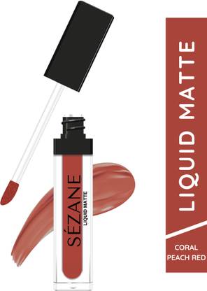 Sezane Matte Liquid Lipstick Vegan Nontransfer Water & Smudge proof (CORAL PEACH RED)