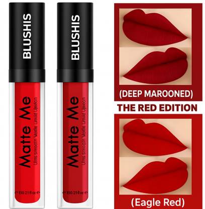 BLUSHIS Non Transfer Waterproof Longlast Matte Liquid Lipstick Combo Pack Of 2***