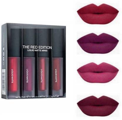 Marie Huda Insta Beauty Super Stay Water Proof Sensational Liquid Matte Lipstick,B Set of 4