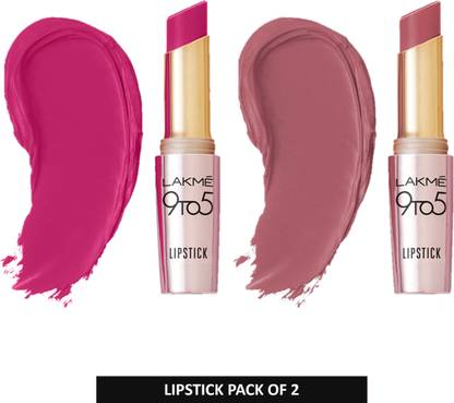 lakme 9to5 Primer + Matte Lipstick Pack of 2  (Plum Pick and Mauve Matter, 7.2 g) at Rs. 330