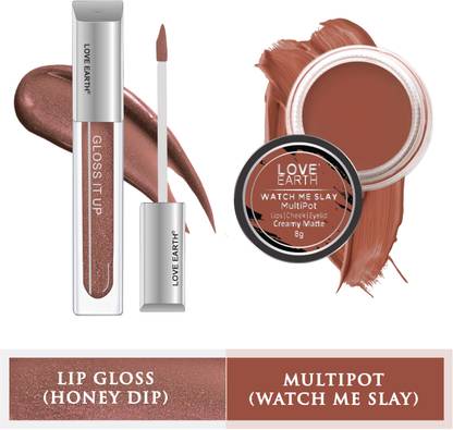 LOVE EARTH Lip And Cheek Tint Watch Me Slay & Lip Gloss Honey Dip