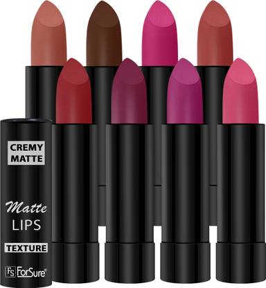 ForSure Cremy Matte lipstick 8 differenr shades combo, 3.5gm Each