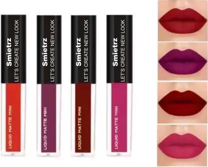 SMIETRZ Non Transfer Waterproof Longlasting Liquid Matte Mini Lipstick Combo
