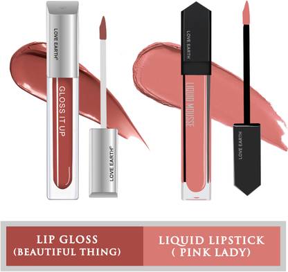 LOVE EARTH Liquid Lipstick Pink Lady & Lip Gloss Beautiful Thing
