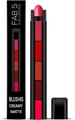 BLUSHIS Fab Beauty 5 in 1 Forever Creamy Matte Lipsticks Red Nude and Pink Edition