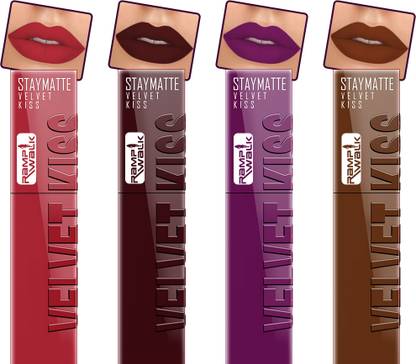 Ramp Walk Velvet Kiss Waterproof & Long-Lasting Liquid Lipstick Combo Pack 4 for Women