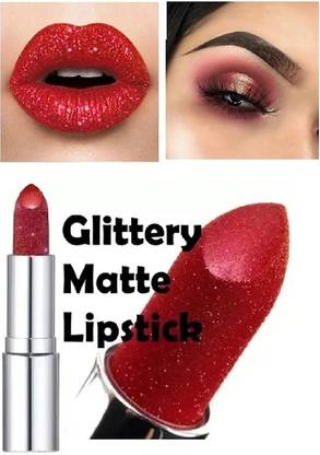 Arcanuy shimmer bold glitter hot red lipstick