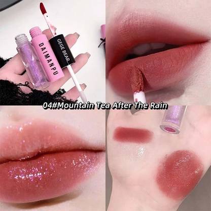 DAIMANPU Gege Bear-Double-Ended Liquid Lipstick & Lip Gloss – Long-Lasting, Non-Stick Cup