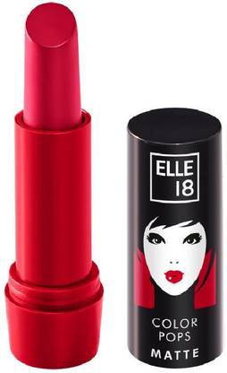 ELLE 18 Color Pops Matte Lipstick, Rockstar Red, Moisturising, Infused with Jojoba Oil
