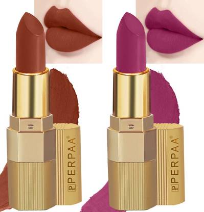Perpaa Xpression Weightless Matte Waterproof Lipstick Enriched with Vitamin E One Stroke Application -Combo of 2 (5-8 Hrs Stay)