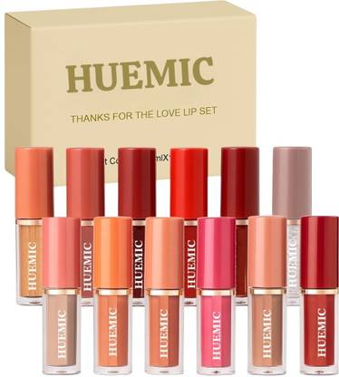 huemic 12Pc Lipstick Combo Set, Lipstick for Dusky Skin Tone - Long Lasting Lipstick