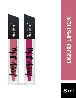 Jaquline USA Luscious Lips Matte Addict Long Lasting Liquid Lipstick Set of 2,  (Pink, 8 ml)