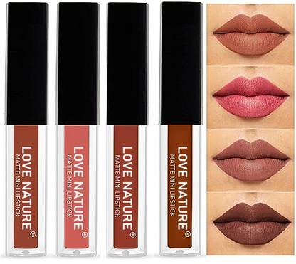 Love Nature Mini Lipsticks Combo Pack of 4 Liquid Matte Lipstick Set