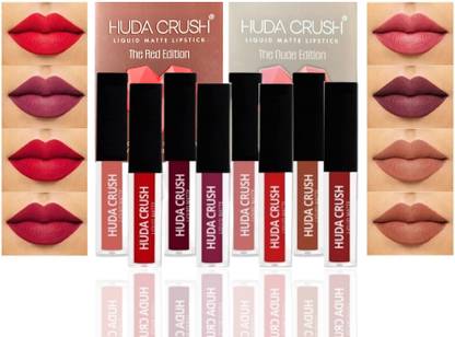 HUDA CRUSH Beauty Waterproof & Long Lasting Red-Nude Edition Mini Liquid Matte Lipstick Set
