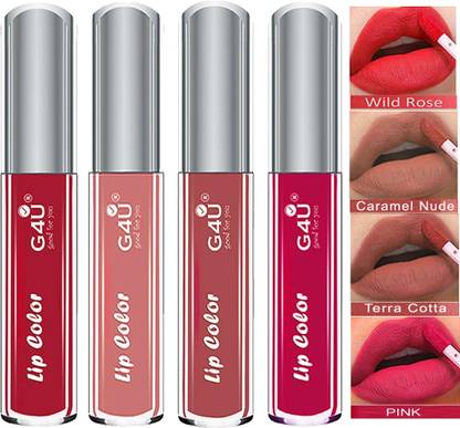 G4U 4 Pcs Nude Pink Red Matte Lipstick Set 04 23 25 101