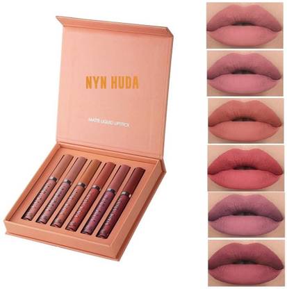 NYN HUDA Insta beauty Waterproof Matte Liquid Lipstick Set of 6 , Shade - B