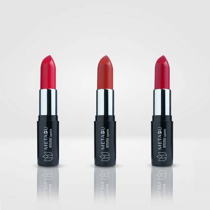 Metabu Intense Color Lipstick, Lasts Up to 8 hours, 4.2 g, (Pack of 3,Combo 5)