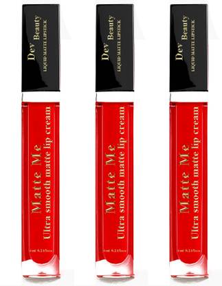 DEVEXX Dev Natural Herbal Fragrant Liquid Lipstick''Deep Red''(Pack Of 3)