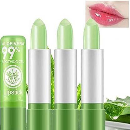 Richi the beauty store Natural Aloe Vera Lipstick - Long Lasting, Color Changing set of 3