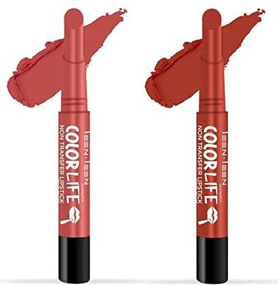 Teen Teen Non Transfer Waterproof Long Lasting Matte Lipstick Combo(B.N. , F.T.)