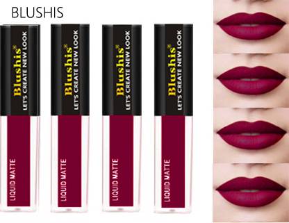 BLUSHIS Non Transfer Liquid Waterproof Matte Liquid Lipstick Pack of 4 Shade Rose