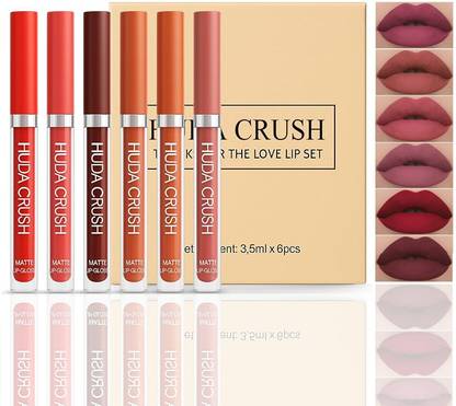 HUDA CRUSH Beauty X Handaiyan Liquid Matte Lipstick Makeup Set Dark Colors, Long-Lasting