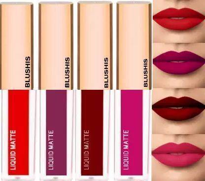 BLUSHIS Super Stay Sensational Waterproof Matte Liquid Lipsticks Combo Pack of 4 pc