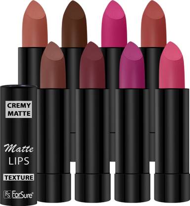 ForSure Cremy Matte lipstick 8 differenr shades combo, 3.5gm Each
