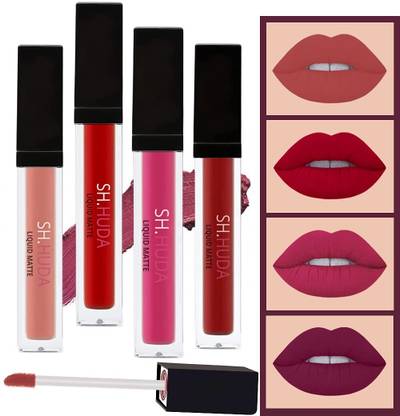 Sh.Huda Long Lasting | Waterproof | Liquid Matte Lip Color Combo of 4