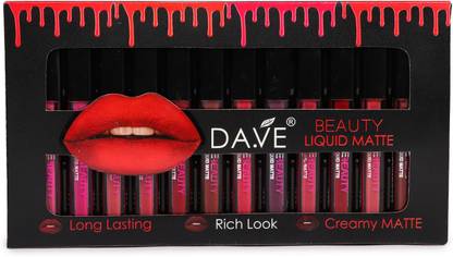 दवे Beauty Liquid Matte Lipsticks Full Collection-(Set of 12 Shades)
