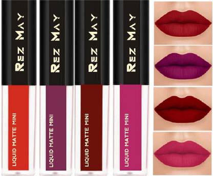 rezmay Beauty Sensational Water Proof Long Lasting Liquid Matte Mini Lipstick Set of 4