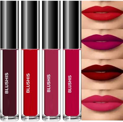 BLUSHIS Non Transfer Longlasting Sensational Liquid Matte Lipstick Combo set 4