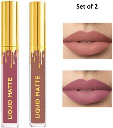 NYN HUDA HD Beauty Liquid Waterproof Matte Lipstick Pack of 2, Shade Nude and Mauve