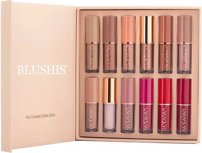 BLUSHIS Lipstick Set of 12 Matte Velvet Mini Liquid Lipstick Set for Women