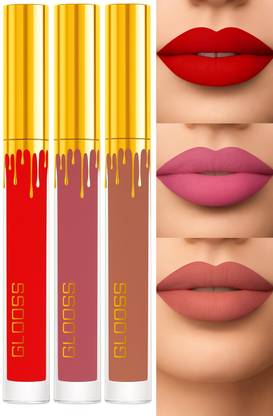 BLUSHIS Non Transfer Professionally Longlasting Liquid Lipstick Combo Set Of 3 pc