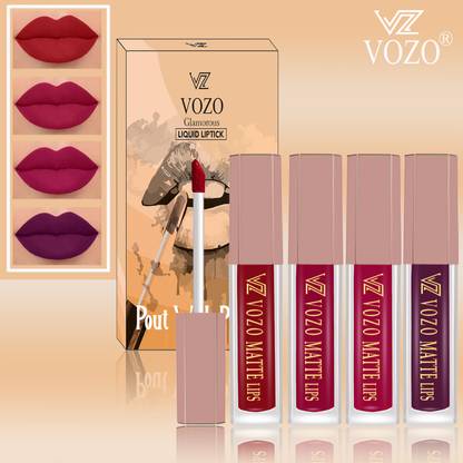 VOZO Matte Liquid Lipstick Collection of 4 Vibrant Colors for Flawless Finish-Set-13