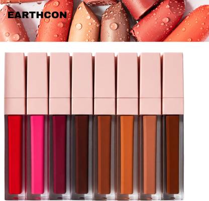 Earthcon Stylish Lipstick Set – Combo of Red and Nude (8 pcs)