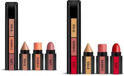 HUDAMOJI 3 in 1, ONE Makeup Stick With Eye Shadow, Blush & Lipstick 01,02 set