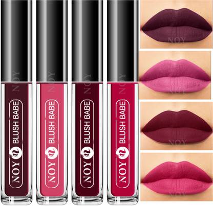NOY Rainproof Perfection: Waterproof Matte Liquid Lipstick Set (Pack Of 4) #YN171