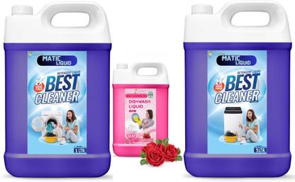 FLEXFIVE Clothes Liquid Detergent Top Load 5L & Front Load 5L & Dish Wash Rose 1L Lavender Liquid Detergent