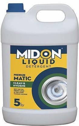 Midon Premium Matic Laundry Wash Liquid Detergent 5L | Best Use for Front Load and Top Load Washing Machine | Bucket Wash | Clean and Hygiene Lime Liquid Detergent