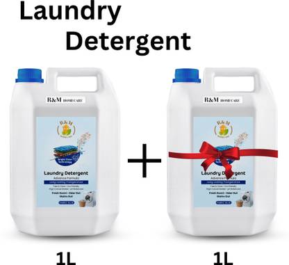 R&M Top Load & Front Load Washing Machine Detergent Liquid(buy 1 get 1) Fabric Blue Fresh Liquid Detergent