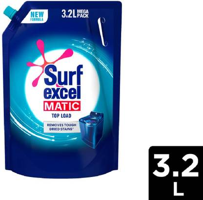 Surf excel Matic Top Load Liquid Detergent 3.2L Refill pouch, Remove Stains Multi-Fragrance Liquid Detergent