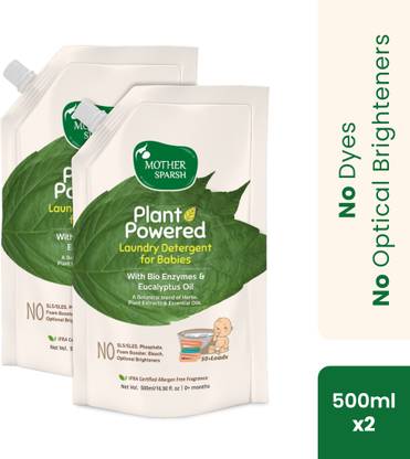 Mother Sparsh Baby Laundry Liquid Detergent Powered by Plants with Bio - Enzymes and Eucalyptus Oil, Refill Pack 1L Multi-Fragrance Liquid Detergent
