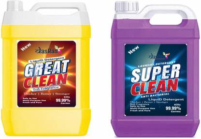 dasras PURPAL&PINK Laundry liquid detergent 5L+5L For Front&Top Load Washing machines Fresh Liquid Detergent