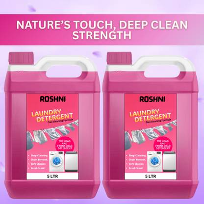 Roshni Liquid Detergent Pink 10 Liter Floral Freshness & Deep Cleaning Rose Liquid Detergent