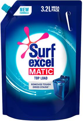 Surf excel Matic Top Load Liquid Detergent 3.2L Refill pouch, Remove Stains Multi-Fragrance Liquid Detergent