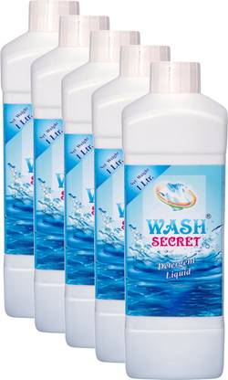 WASH SECRET Liquid Detergent 1 LTR Bottle (Pack Of 5) For Front Load, Top Load And Bucket Wash With Extra Power Formula More Than Powder And Bar Lavender Liquid Detergent