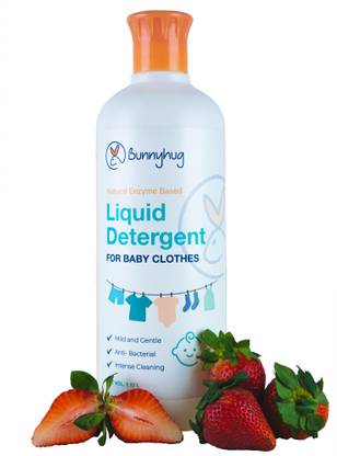 Bunnyhug Natural Enzyme based Baby clothes liquid detergent(1.12 Litre),100% biodegradable, Plant based with baby soft formula, ecofriendly, mild fragrance Strawberry Liquid Detergent