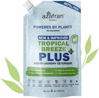 Azafran Home Tropical Breeze Plus + Liquid Detergent Plant Based Liquid Laundry Detergent Liquid Detergent